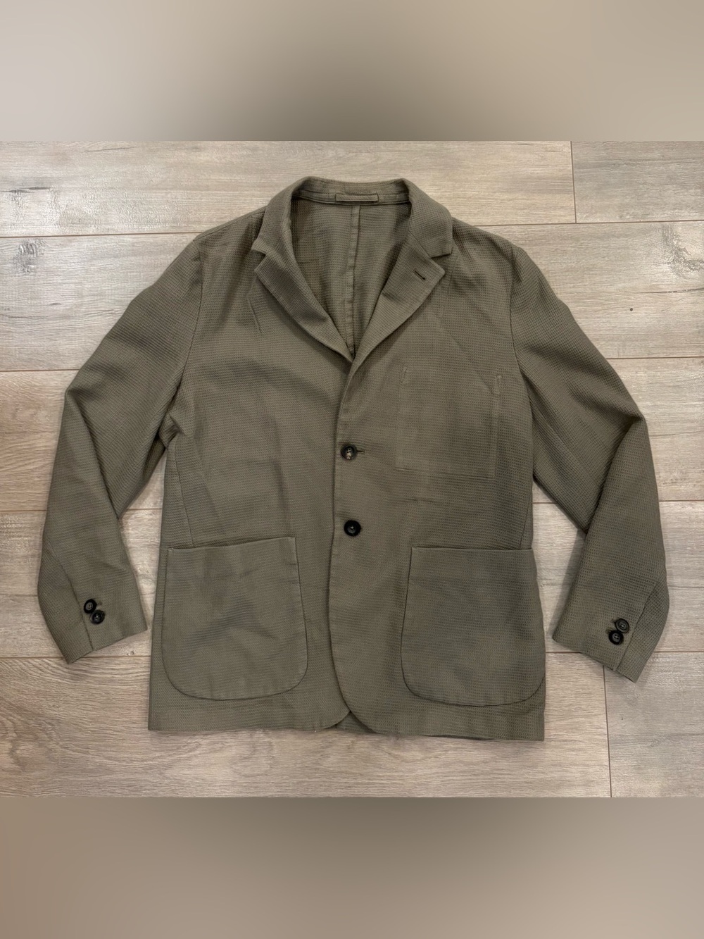 MR. PORTER Unstructured Waffle-Knit Organic Cotton Suit Jacket Olive Size 40